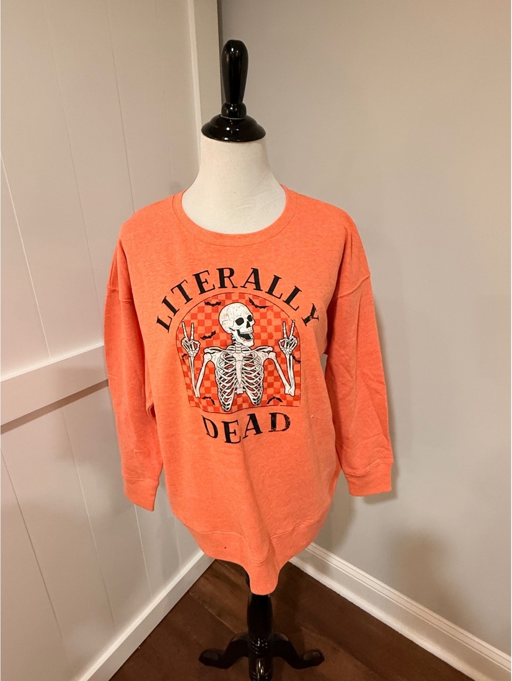 Celebrate! Halloween Orange Skeleton Graphic Sweatshirt - Size L (12-14)